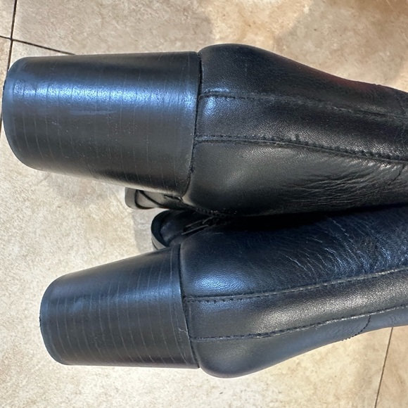 Frye Black Leather Ankle Booties with Block Heel - Picture 4 of 4